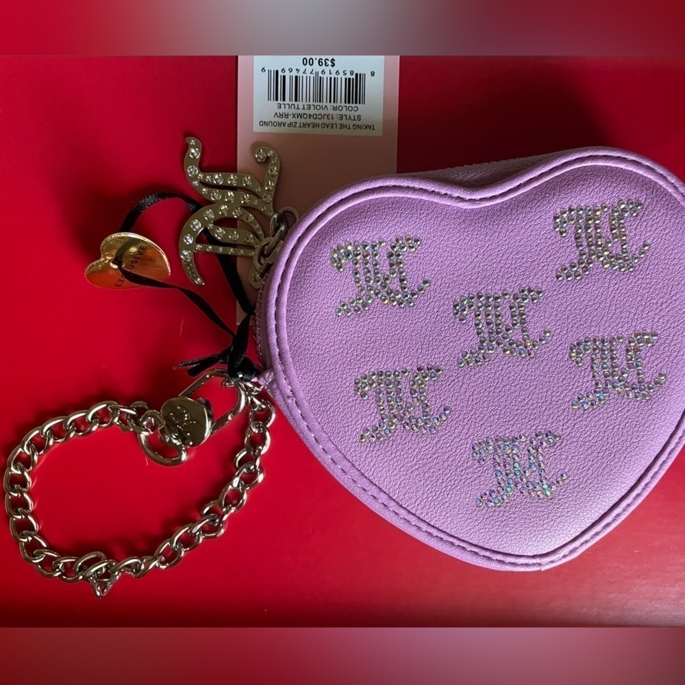 JUICY COUTURE WALLET,Juicy Couture Purple Heart Clutch - Picture 7 of 12